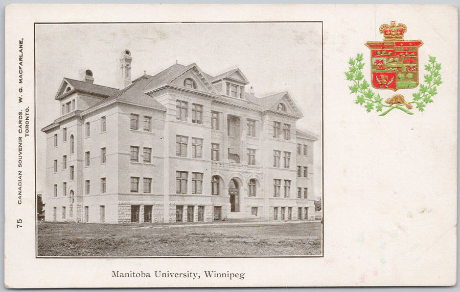 Manitoba University Winnipeg MB Embossed MacFarlane Postcard