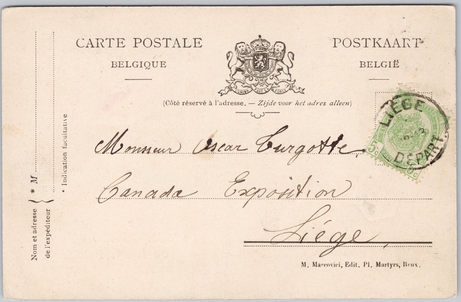 Belgium Un Baiser L'Exposition de Liege Large Letter Postcard SP19