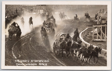 Calgary Alberta Calgary Stampede Chuckwagon Race McDermid RPPC Postcard