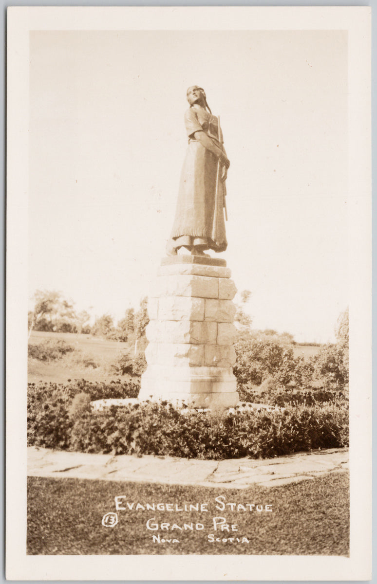 Evangeline Statue Grand Pre Nova Scotia NS RPPC Postcard