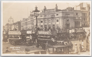 London England Street Scene General Buses Perrier Dewars Pears Signs Alma Porter Photographer Scarce RPPC Postcard