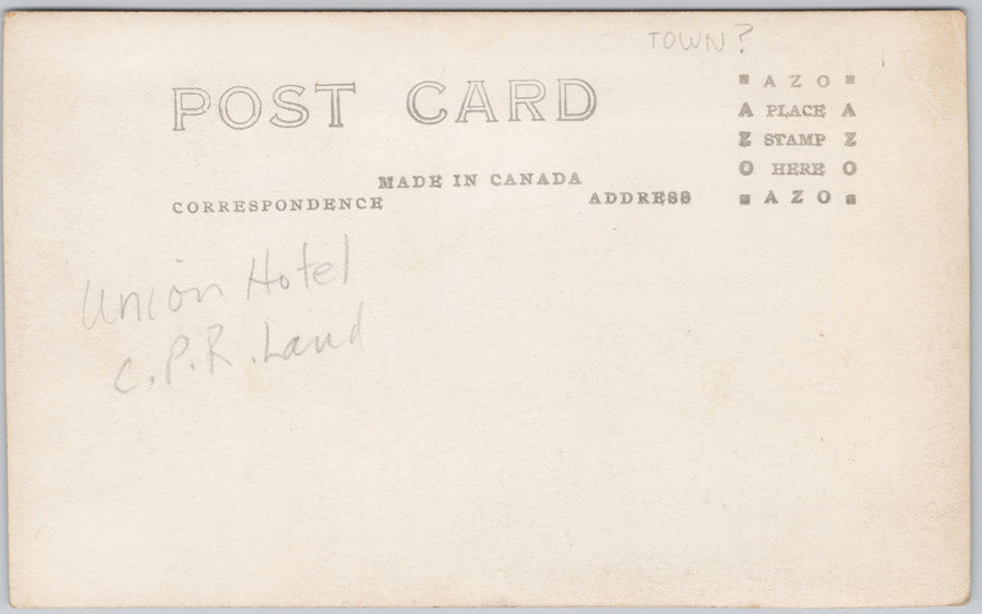 Mortlach Saskatchewan Birdseye Union Hotel near Moose Jaw SK Canada apprx 1910s RPPC Postcard SP19