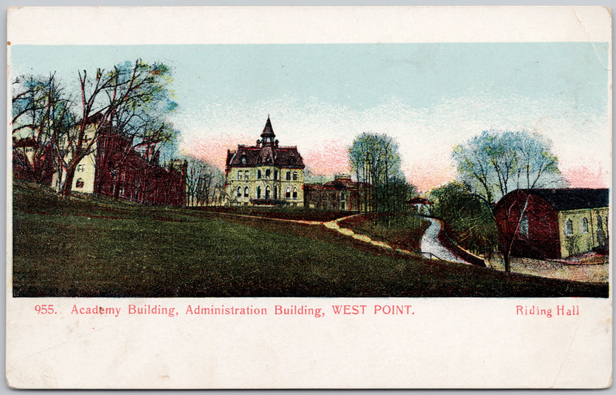 West Point NY Academy Building Riding Hall Admin USA Postcard 