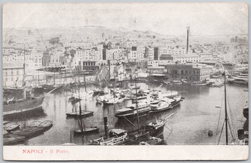 Napoli Italy Il Porto Boats Steamer Unused Postcard