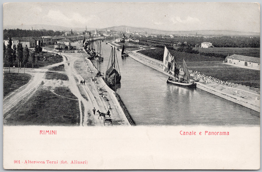 Rimini Italy Canale e Panorama Boat Horse Alterocca Terni Postcard