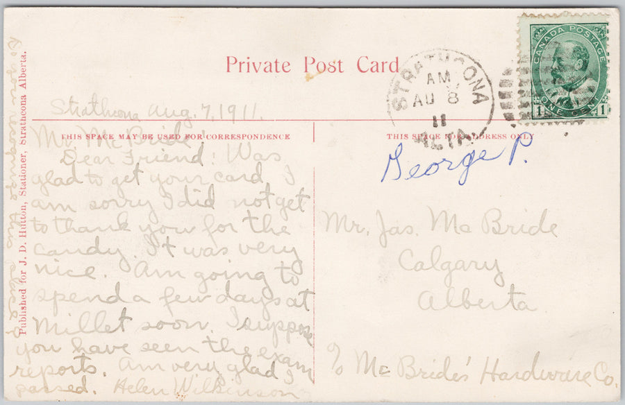 Albert College Strathcona No.26 AB Edmonton Alberta Canada 1911 Postcard SP19