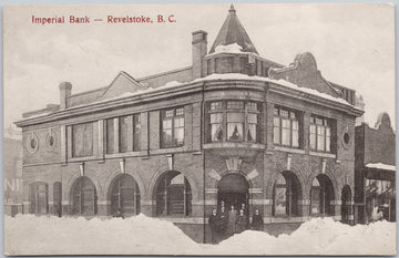 Imperial Bank & People Revelstoke BC Postcard 