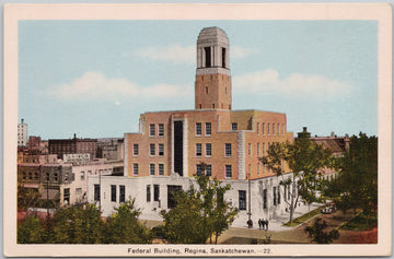 Federal Building Regina Saskatchewan 1940 Postcard 