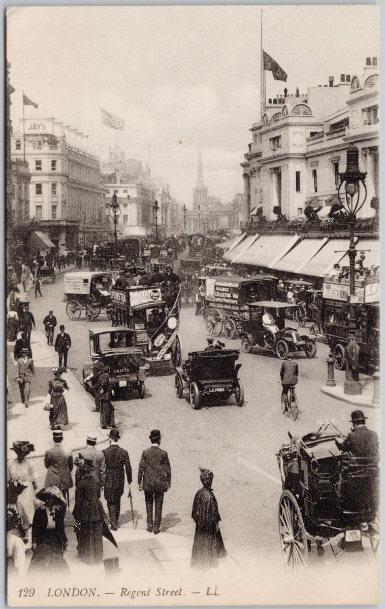 Regent Street London England Buses LL #129 Postcard SP20