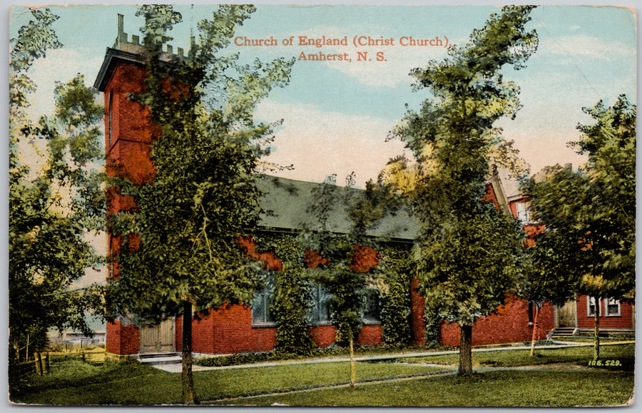 Church of England Amherst NS Nova Scotia Christ Church Postcard