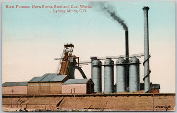 Blast Furnace Sydney Mines NS Nova Scotia Steel and Coal Works Postcard