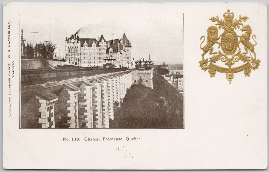 Chateau Frontenac Quebec City QC Canada Embossed No.139 MacFarlane Postcard 