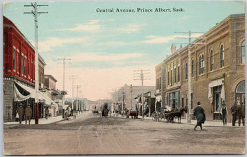 Central Avenue Prince Albert SK Saskatchewan Canada 1911 Postcard 