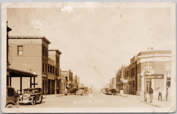 Macleod Alberta Street Scene Palace Cafe Queens Hotel AB Canada RPPC Postcard 