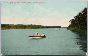 Winnipeg Manitoba Boating Assiniboine River RPO Postcard 