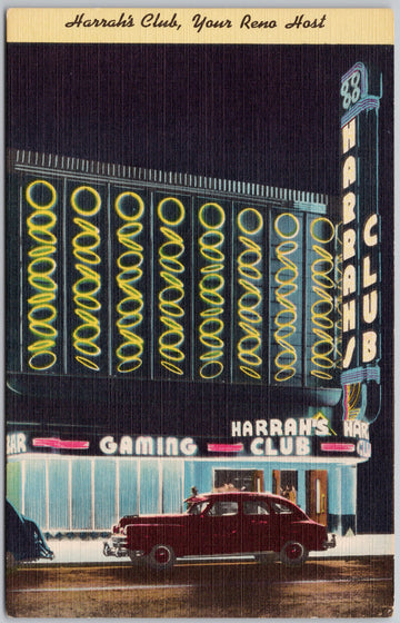 Reno NV Harrah's Club Nevada Unused Linen Postcard 