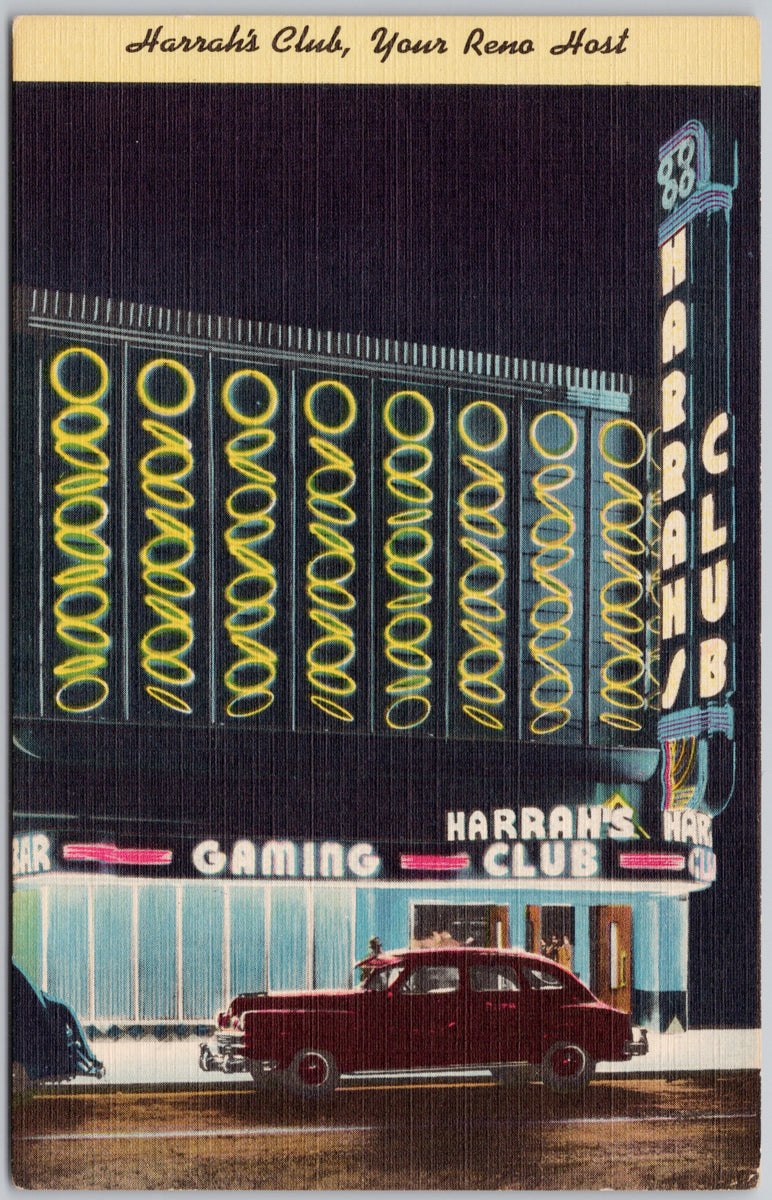 Reno NV Harrah's Club Nevada Unused Linen Postcard 