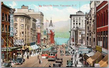 Granville Street Vancouver BC British Columbia Colonial Kodak Sign Unused Postcard 