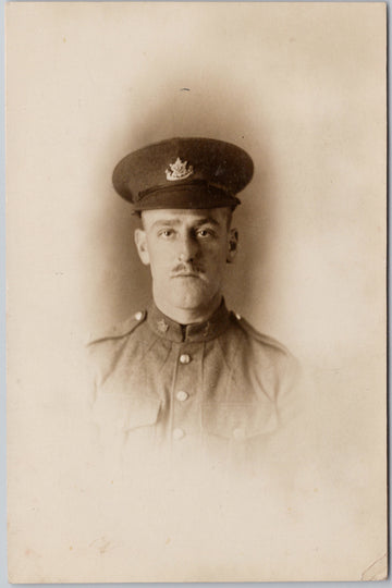 Canadian Soldier Portrait 'Sgt Geo Stewart' Canada Military WW1 era RPPC Postcard 