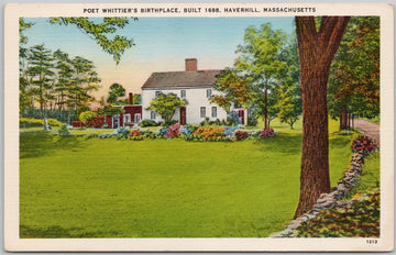 Poet Whittier's Birthplace Haverhill MA USA Linen Postcard 