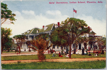 Phoenix Arizona Girls Dormitory Indian School Native American AZ USA Unused Postcard 