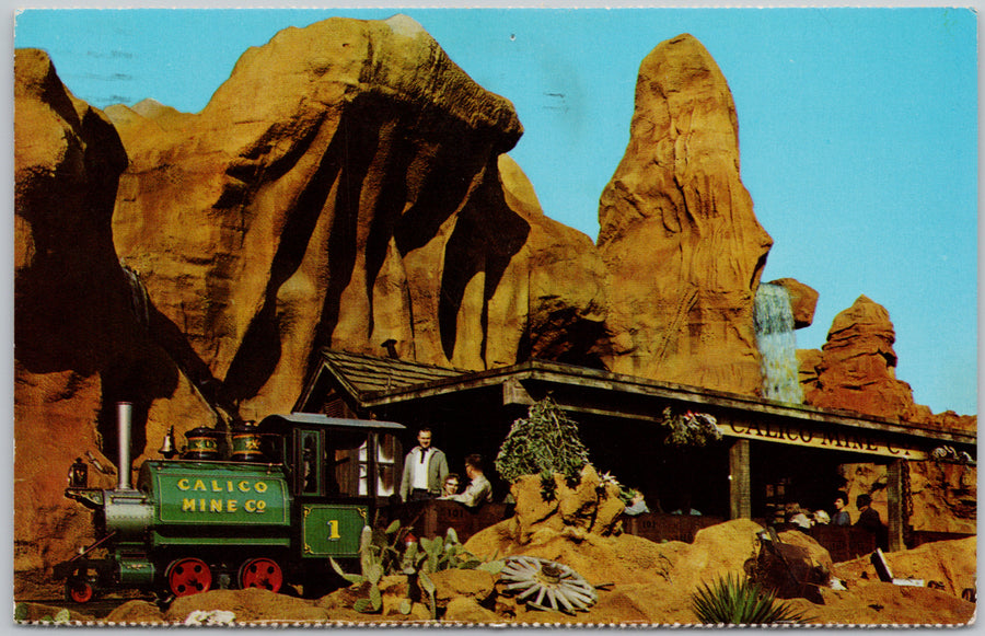 Calico Mine Knott's Berry Farm Buena Park CA Engine Train Depot Postcard 