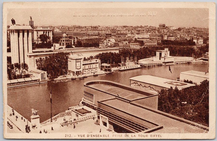 Paris Expo 1937 Advertising Vue D'Ensemble Prise De La Tour Eiffel France Postcard 