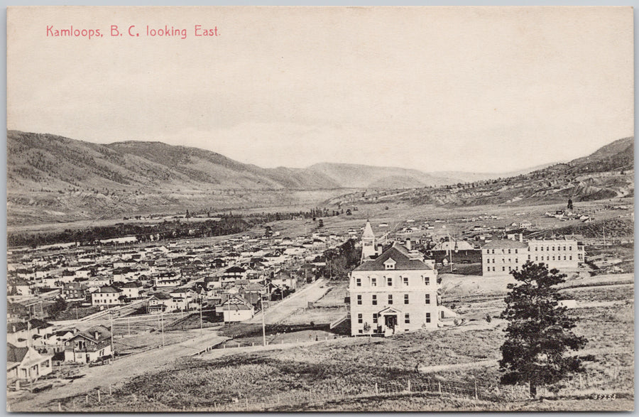 Kamloops, British Columbia BC ,looking East,British Columbia, Postcard, School, 
