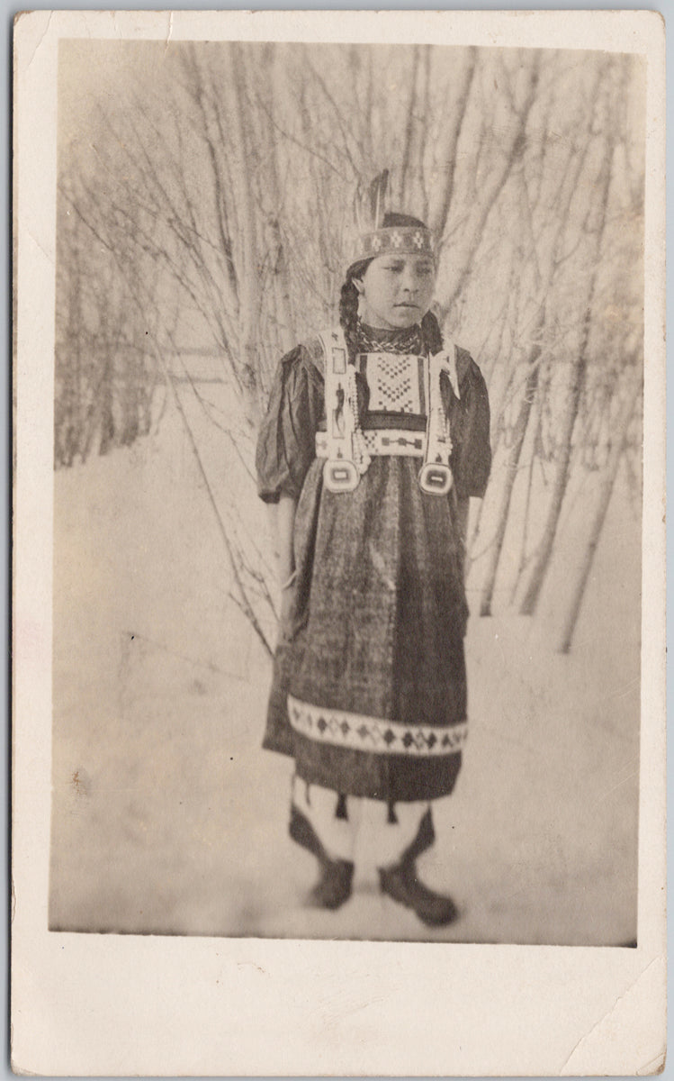 Portrait of Indigenous Girl Woman Canada A. Goodman Swift Current Sask RPPC Postcard 