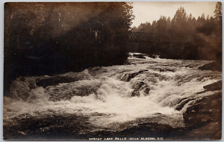 Sproat Lake Falls near Alberni Vancouver Island BC Canada Leonard Frank RPPC Postcard 