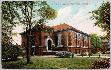 Public Library Windsor Ontario ON Canada 1908 Martin Postcard 