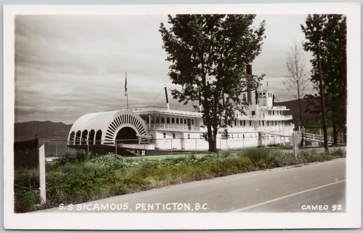 SS Sicamous Ship Steamer Penticton BC British Columbia Cameo RPPC Postcard 