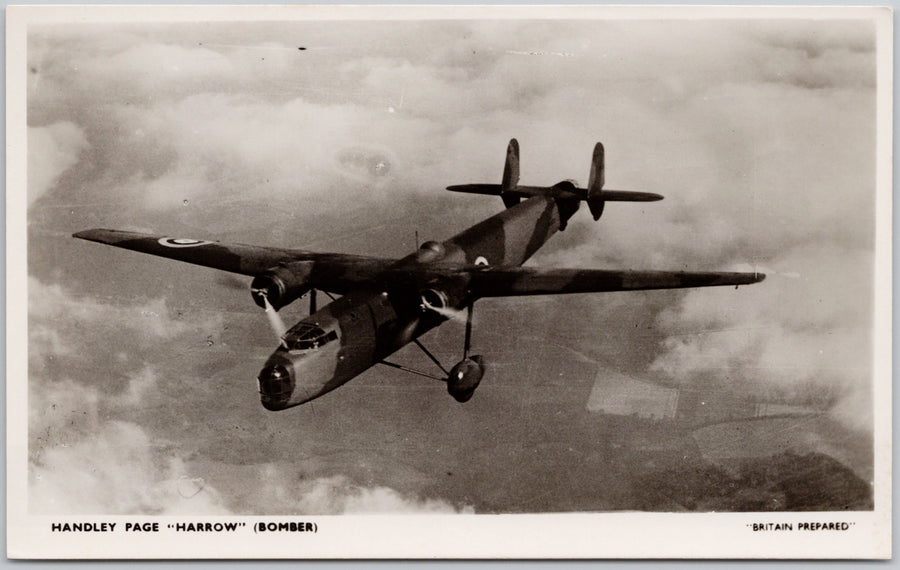 Handley Page 'Harrow' Bomber RAF Britain Prepared RPPC Postcard 