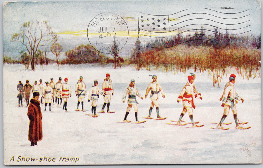 A Snow-shoe Tramp Snowshoers Winters Sports Postcard