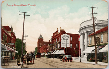 Toronto Ontario Queen Street East Trolley Streetcar Gibbons Bros Sign Unused Postcard 