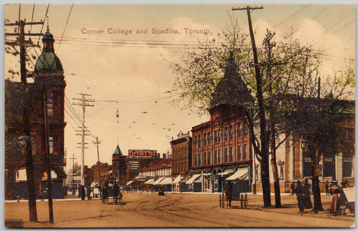 Toronto Ontario Corner of College and Spadina Lipton's Tea Sign Unused Postcard 