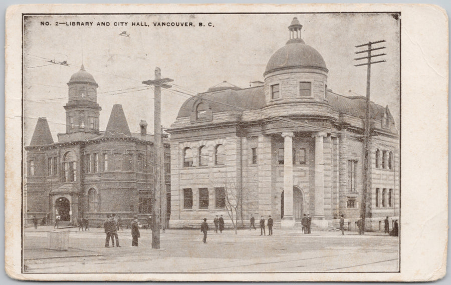 Library and City Hall Vancouver BC British Columbia Postcard