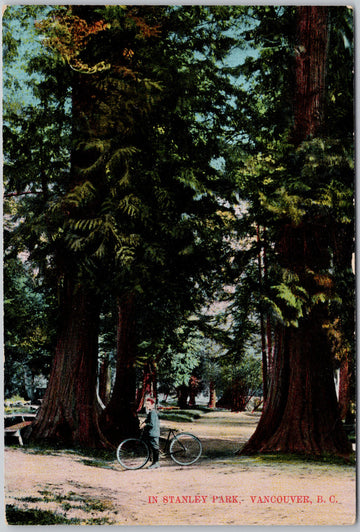 Stanley Park Vancouver Canada Person Bike Bicycle Unused Postcard