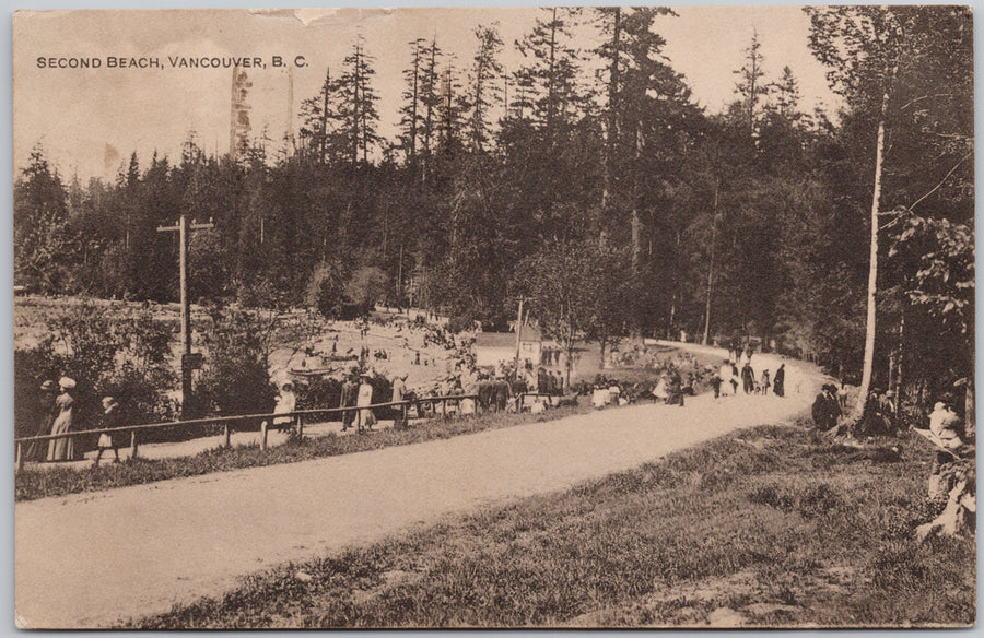 Second Beach Vancouver BC British Columbia Stanley Park 1913 Postcard 