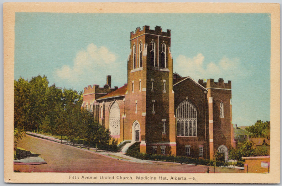 Medicine Hat Alberta Fifth Avenue United Church Postcard