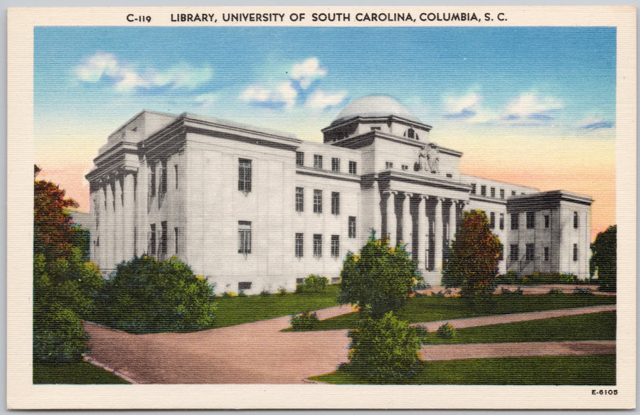 Library University of South Carolina Columbia SC USA Linen Postcard 