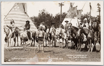 Indians Chiefs at Winnipeg Stampede 1913 Indigenous People Lyall RPPC Postcard SP21