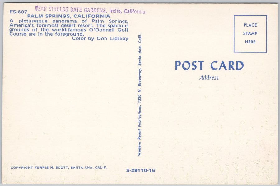 O'Donnell Golf Course Palm Springs CA California USA Postcard SP21