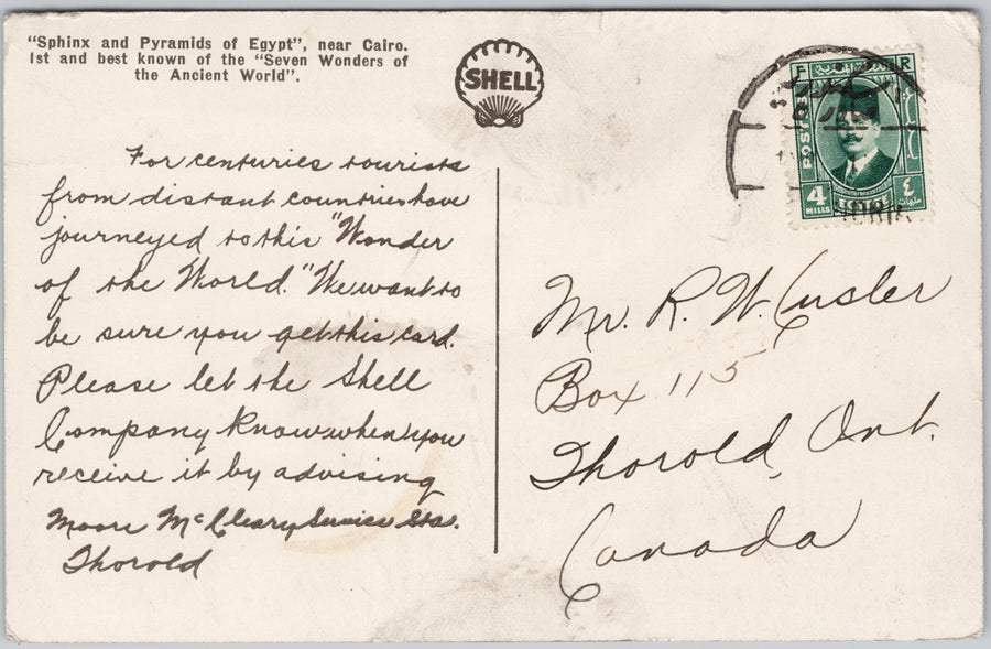 Sphinx and Pyramids Egypt Camel Shell Advertising 4 Mills Stamp Postcard SP21