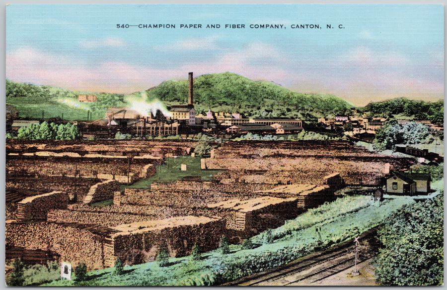 Canton NC Champion Paper and Fiber Company Mill North Carolina USA Postcard 
