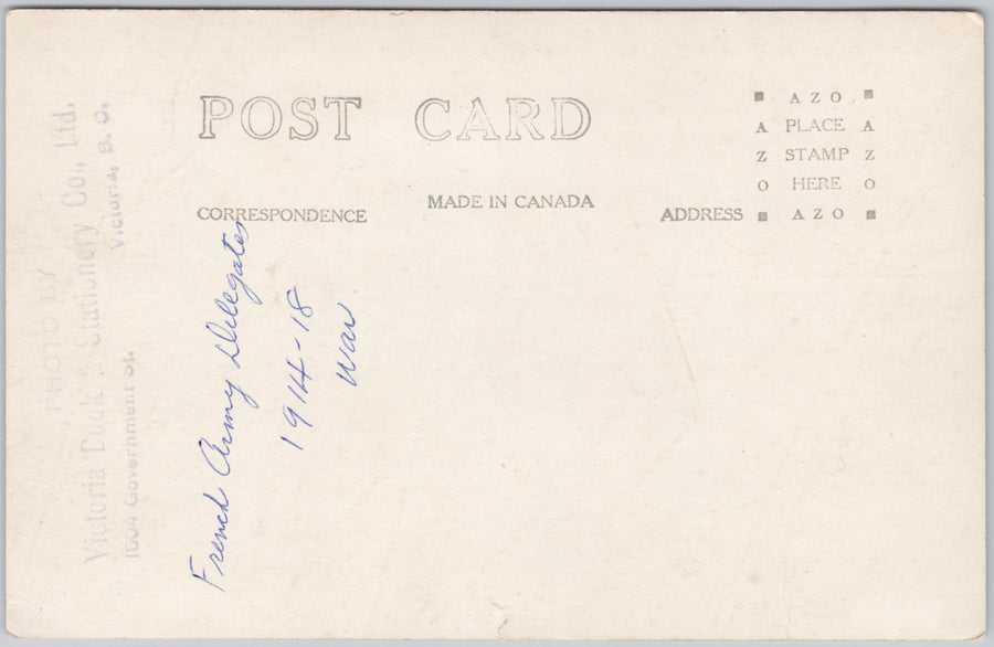 Victoria BC Army Delegates from France C&C Tally-Ho WW1 Scarce RPPC Postcard SP21 *as is