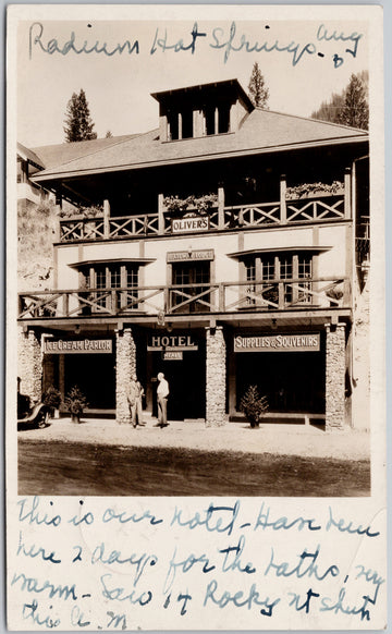 Radium Hot Springs BC Oliver's Gateway Lodge Hotel 1931 C&V RPO RPPC Postcard 
