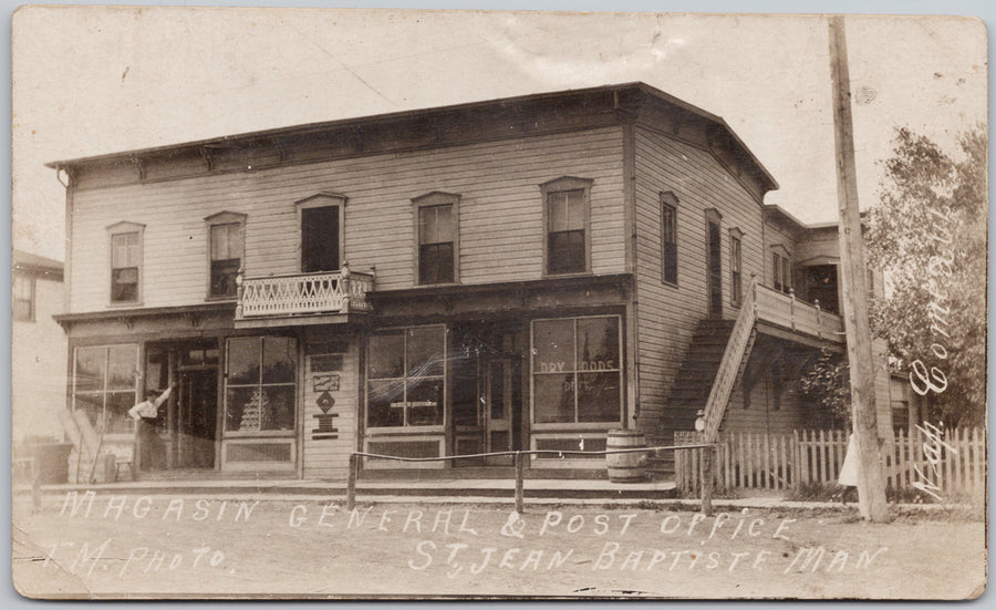 St Jean-Baptiste Manitoba Magasin General Store Post Office Postcard 