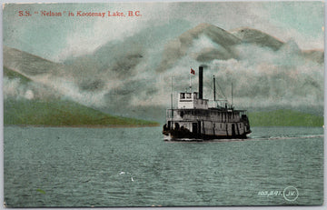 SS 'Nelson' Kootenay Lake BC Postcard 