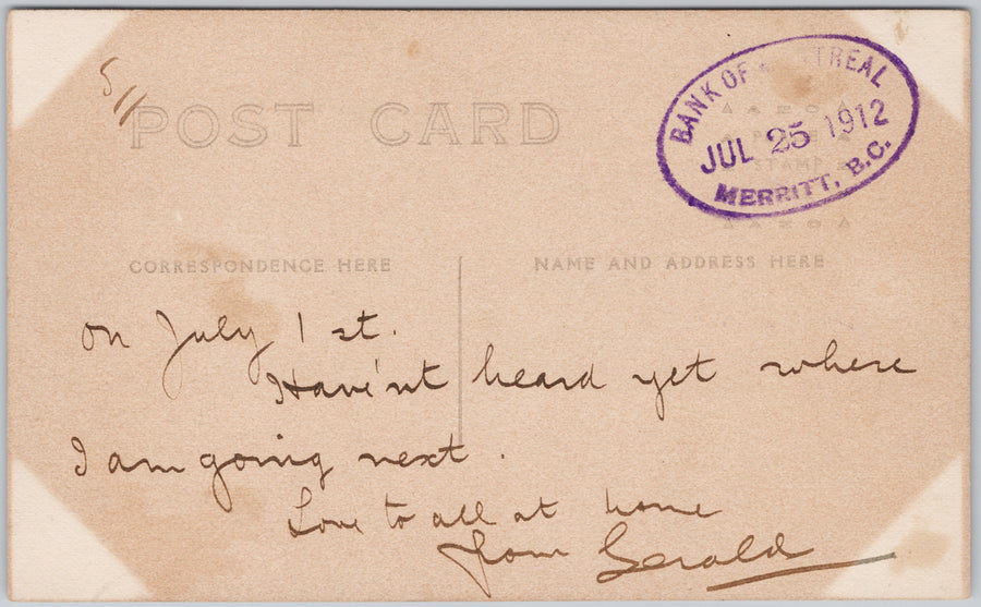 Lower Nicola July 1, 1912 Merritt area BC Methodist Outing RPPC Postcard SP21